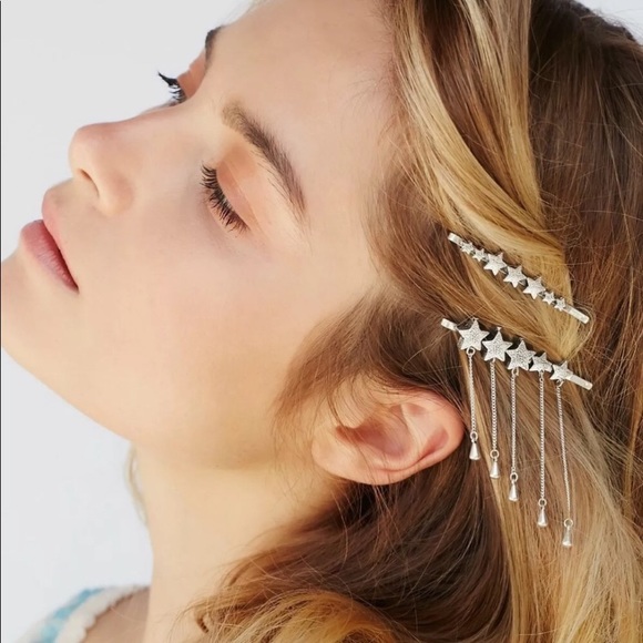 Free People Accessories - NWT Free People Star Droplet bobby pin set silver Free People Accessories - NWT Free People Star Droplet bobby pin set silver